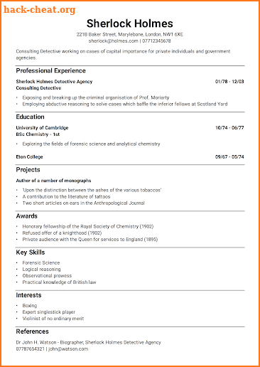 CV Engineer - Free Resume Builder & CV Template screenshot