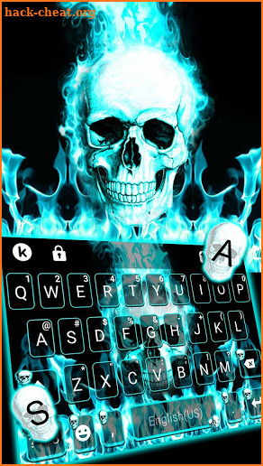 Cyan Fire Skull Keyboard Theme screenshot