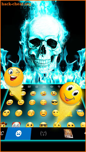 Cyan Fire Skull Keyboard Theme screenshot