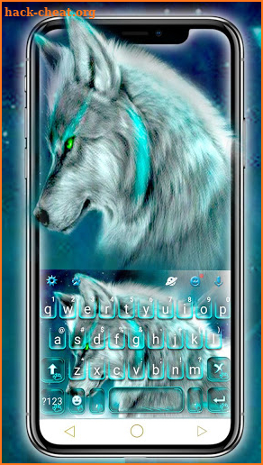 Cyan Neon Wolf Keyboard Theme screenshot
