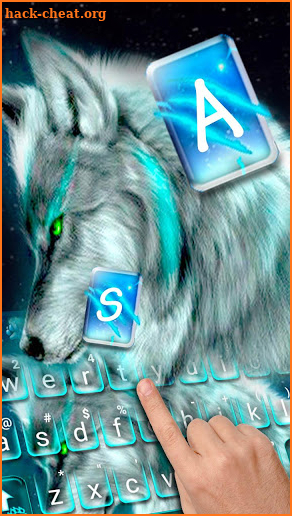 Cyan Neon Wolf Keyboard Theme screenshot