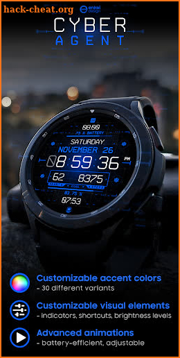 Cyber Agent digital watch face screenshot