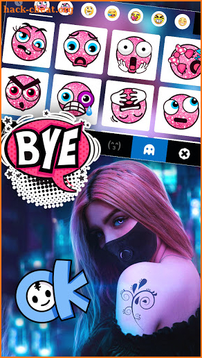 Cyberpunk Mask Girl Keyboard Background screenshot