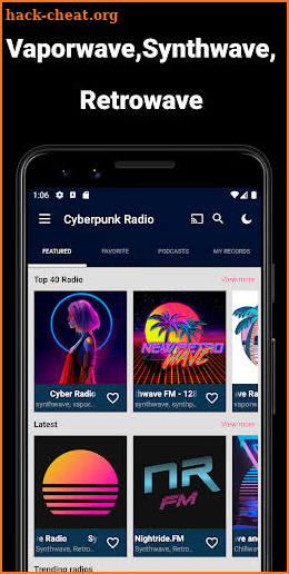 Cyberpunk Radio — Vaporwave, Darkwave, Synthwave screenshot