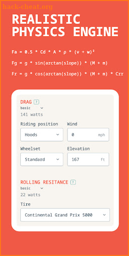 Cycling Watts Calculator screenshot