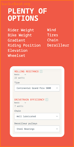 Cycling Watts Calculator screenshot