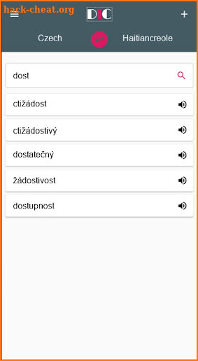 Czech - Haitiancreole Dictionary (Dic1) screenshot