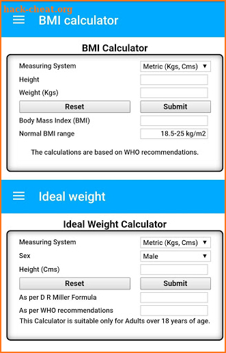 Daily Keto diet /BMI & Fat percentage calculators screenshot