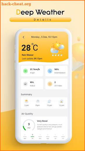 Daily weather forecast widget screenshot