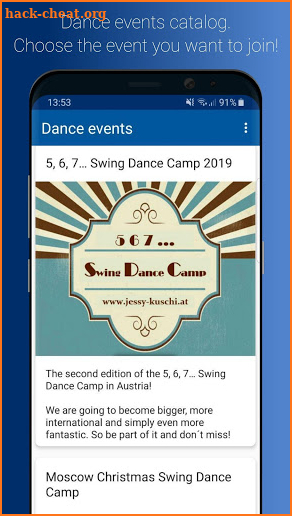 Dance events screenshot