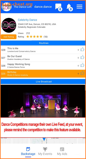dance.dance, competitions, studios, events, forum screenshot