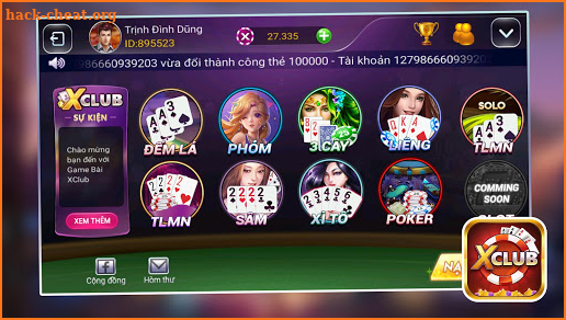 Danh Bai Online, Game Danh Bai XCLUB screenshot