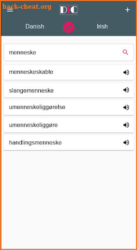 Danish - Irish Dictionary (Dic1) screenshot