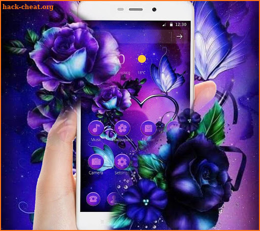Dark Galaxy Purple Flower Theme screenshot