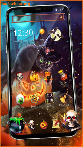 Dark Halloween Cat Theme screenshot