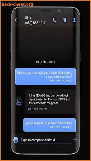 Dark Mode SMS Messenger Theme screenshot
