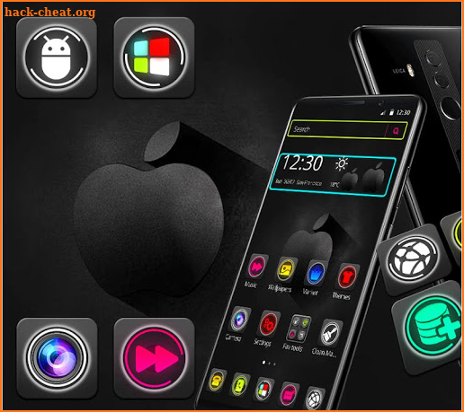Dark Neon Apple Launcher Theme screenshot