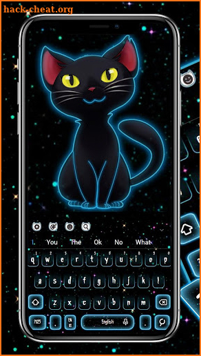 Dark Neon Kitty Keyboard Theme screenshot