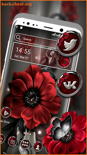 Dark Red Flower Launcher Theme screenshot