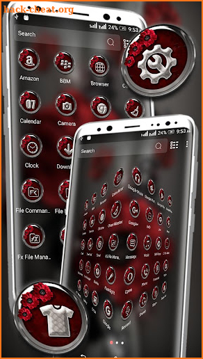 Dark Red Flower Launcher Theme screenshot