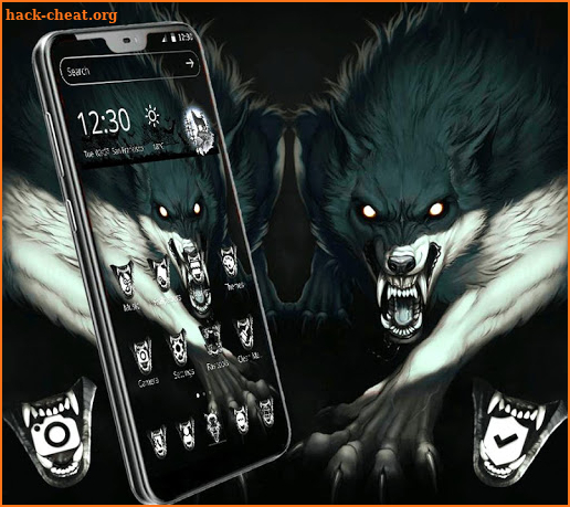 Dark White Horror Wolf Theme screenshot