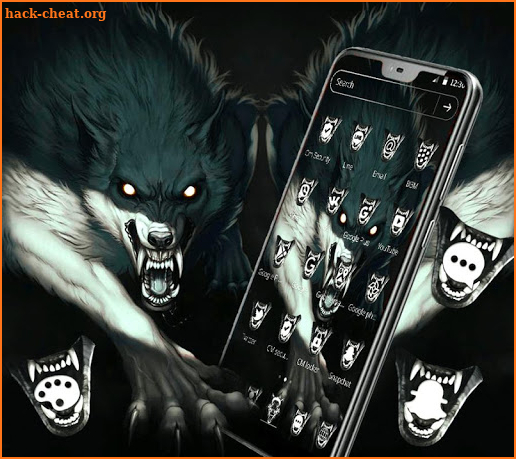 Dark White Horror Wolf Theme screenshot