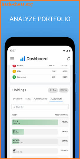 Dashboard - Investment Tracker screenshot