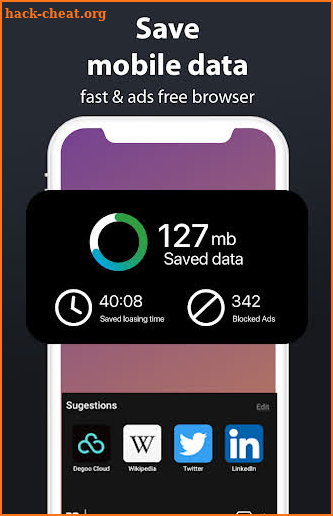 Data & WiFi Saving Browser screenshot
