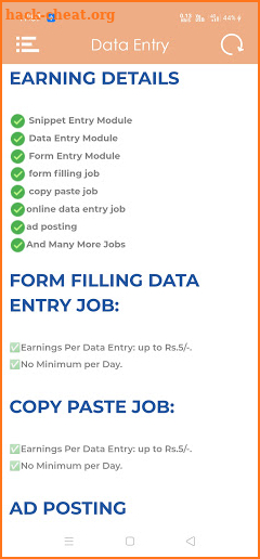 Data Entry : Work from home, Snipped Entry Job screenshot