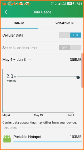 Data Usage Settings Shortcut screenshot