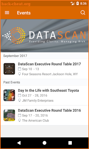DataScan Events screenshot