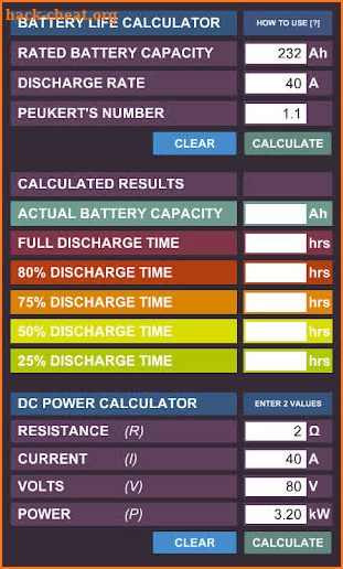 DC Battery Life Calculator screenshot