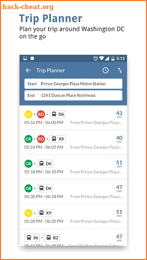DC Transit : WMATA Metro & Bus Tracker App screenshot