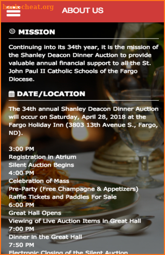 Deacon Dinner Auction screenshot