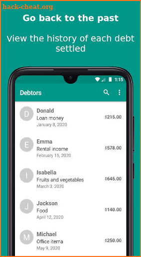 Debtors 2020 screenshot
