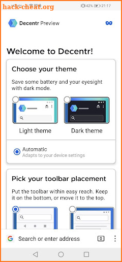 Decentr Mobile Browser screenshot