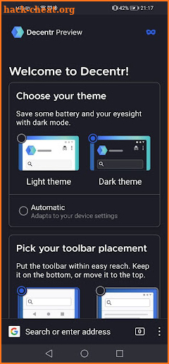 Decentr Mobile Browser screenshot