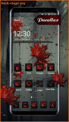 Deep Autumn Red Maple Leaf Parallax Theme screenshot
