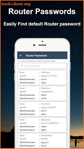 Default WiFi Router Passwords - Router Settings screenshot