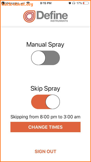 Define Spray Control screenshot