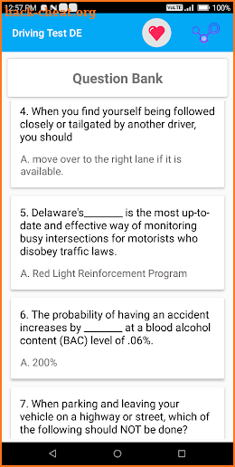 Delaware DMV Permit Practice Test 2018 screenshot
