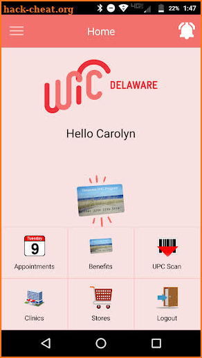 Delaware WIC for Participants screenshot