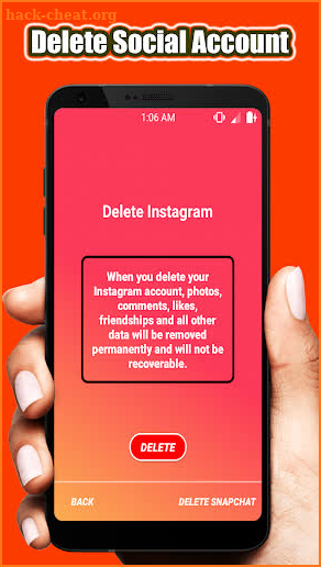 Delete Social Account screenshot