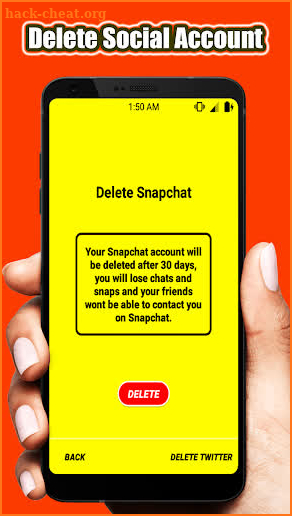 Delete Social Account screenshot