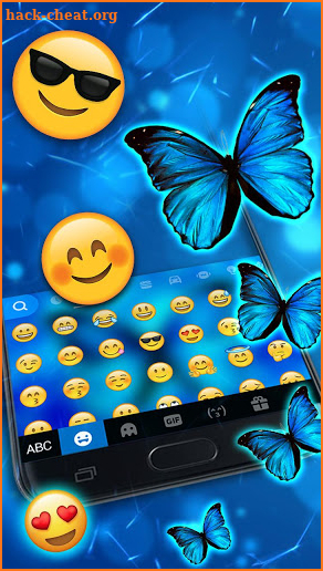 Delicate Neon Butterfly Keyboard Theme screenshot