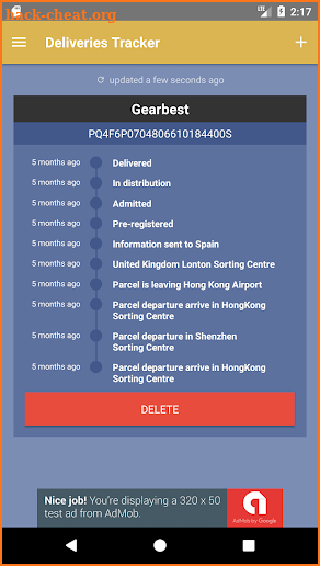 Deliveries Tracker screenshot