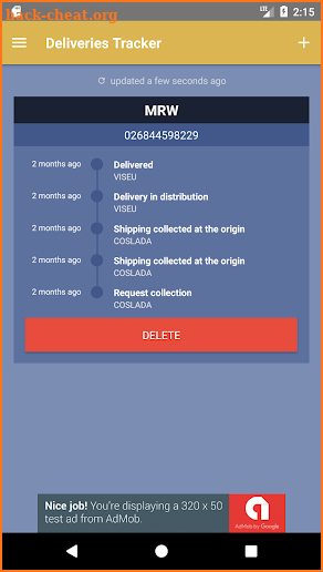 Deliveries Tracker screenshot