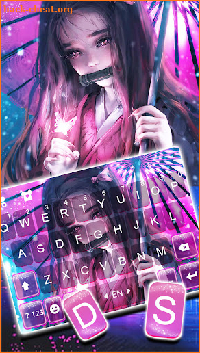Demon Anime Girl Keyboard Background screenshot
