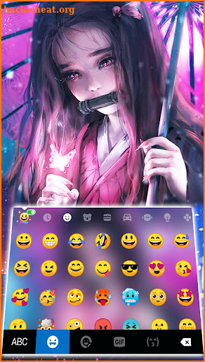 Demon Anime Girl Keyboard Background screenshot