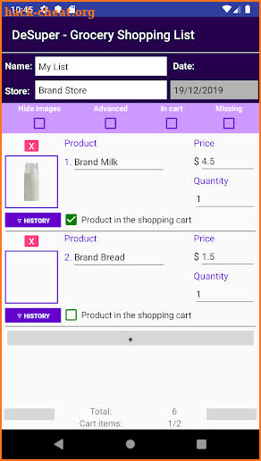DeSuper - Grocery Shopping List screenshot